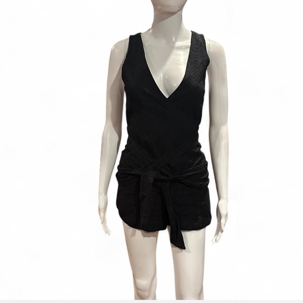 Vintage Lisa Kline Black Sleeveless V-Neck Romper